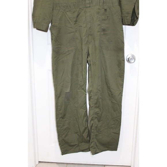 USMC US Marine Corps Olive Green OD Cotton Utility Coveralls Overalls 44 L Patch - Picture 4 of 11